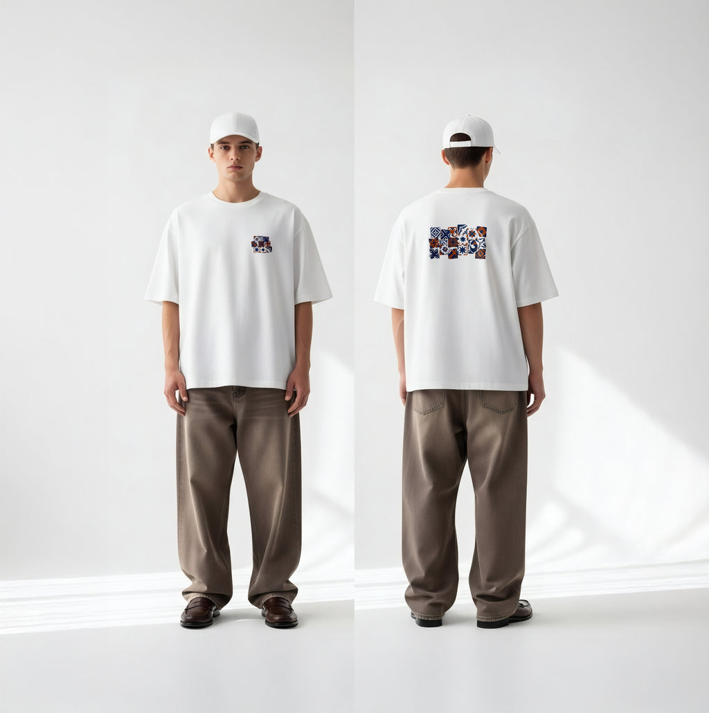 Azulejo Patchwork. Drawing oversized t-shirt
